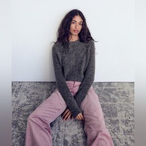 Zara Pink Corduroy Wide-Leg Jeans